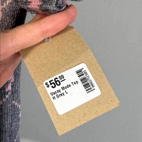 NWT Entro Gray Pink Bow Flutter Sleeve Quarter Zip Sweater Size L Coquette - Picture 6 of 12